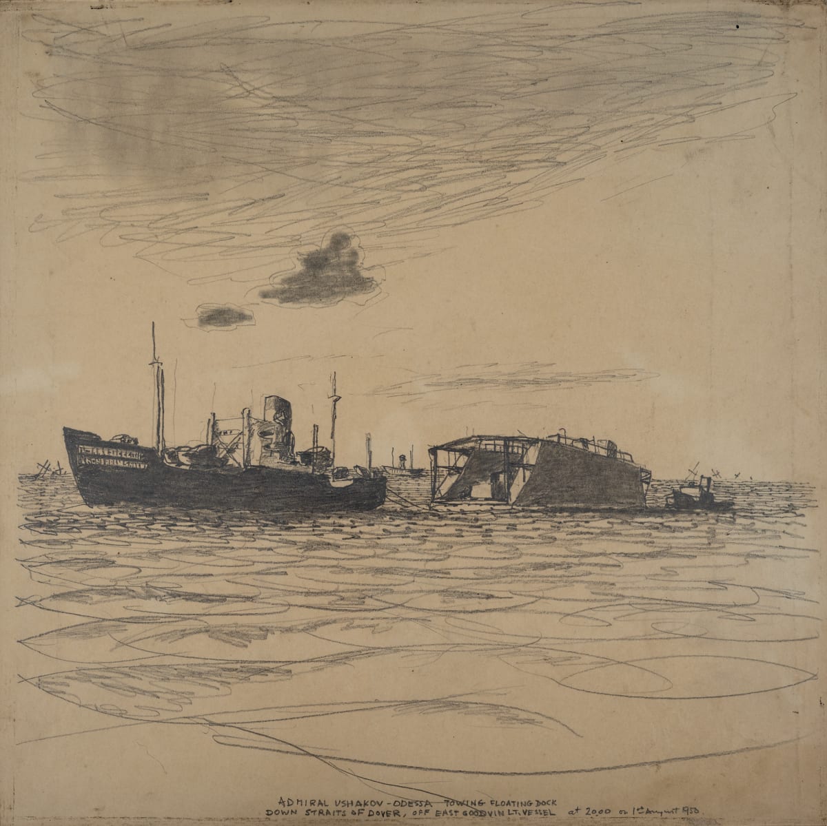 Untitled (“Admiral Ushakov-Odessa Towing Floating Dock”) by Michael Lester  Image: Recto