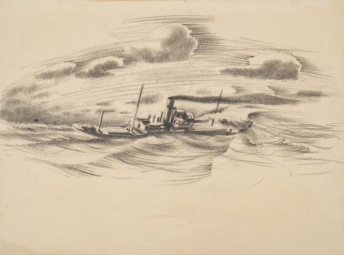 Untitled (‘Marine Perspective’ - Title Page Drawing) by Michael Lester  Image: Recto