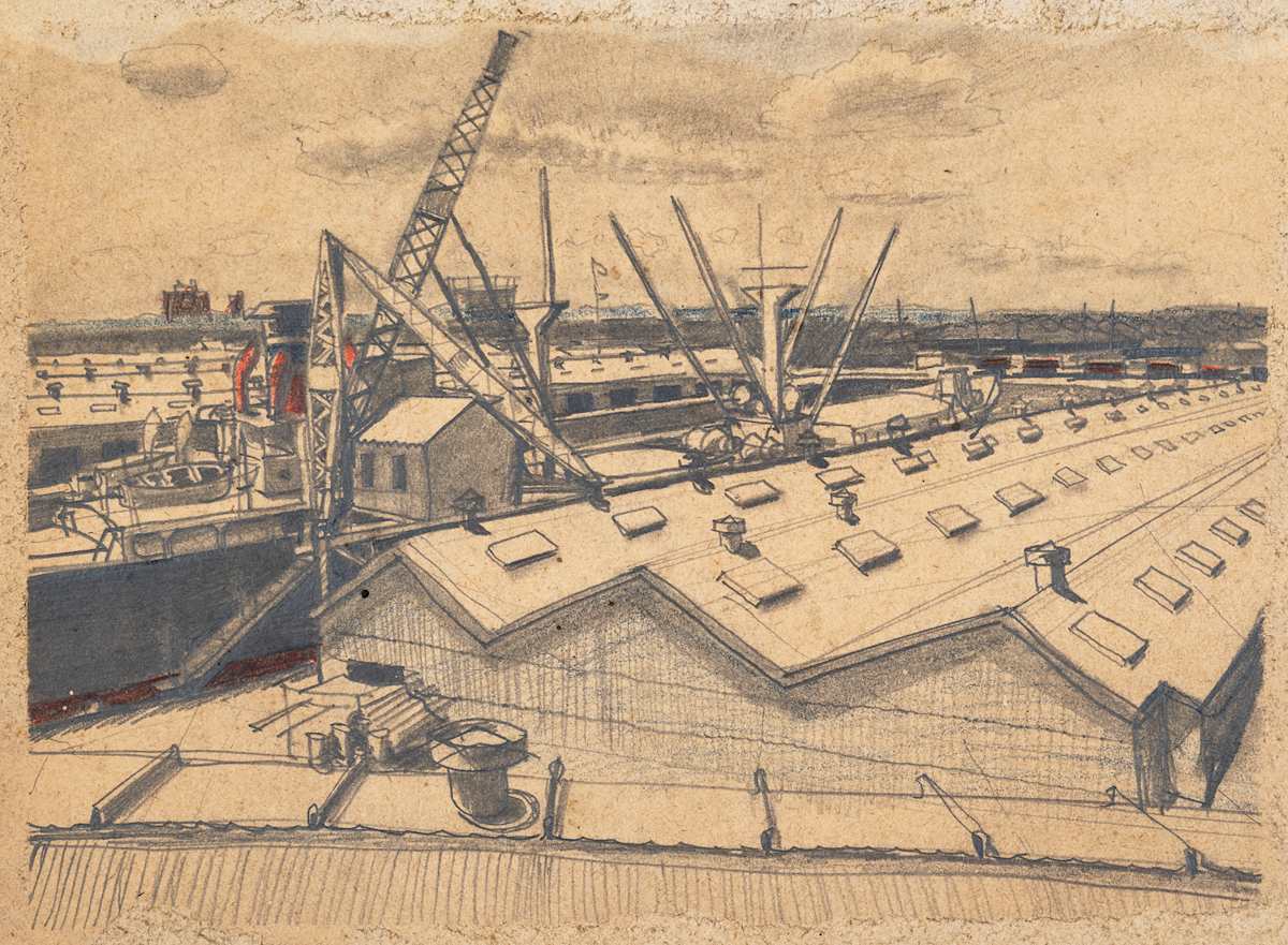 Untitled (Dockyard and Rooftops) by Michael Lester  Image: Recto