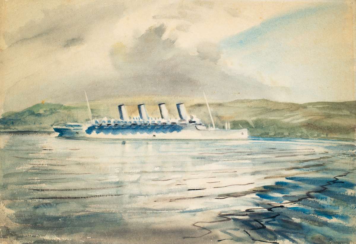 Untitled (Steamship and Hills) by Michael Lester  Image: Recto