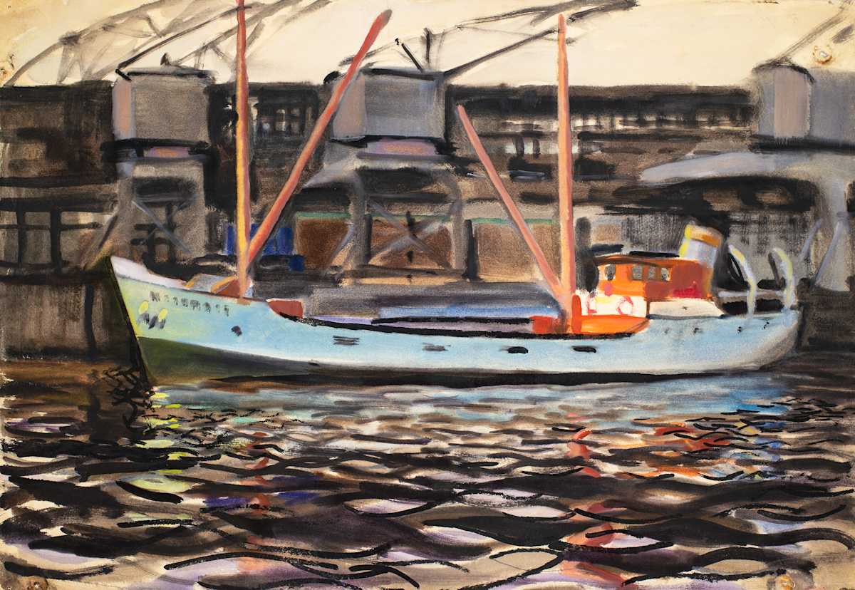 Untitled (Docked Ship at Harbor) by Michael Lester  Image: Recto