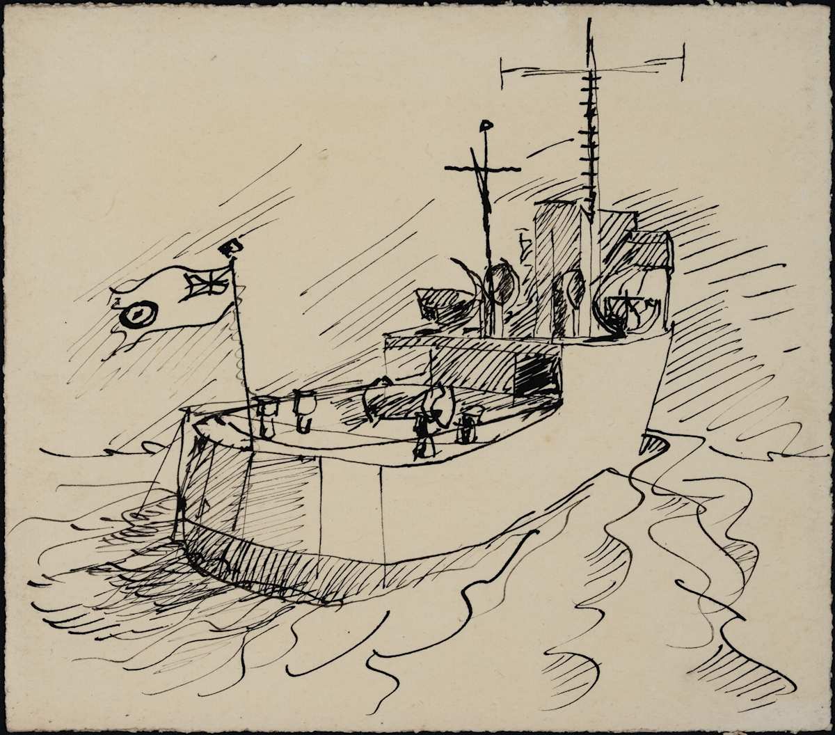 Untitled (Ship with British Commonwealth Flag Card) by Michael Lester  Image: Recto