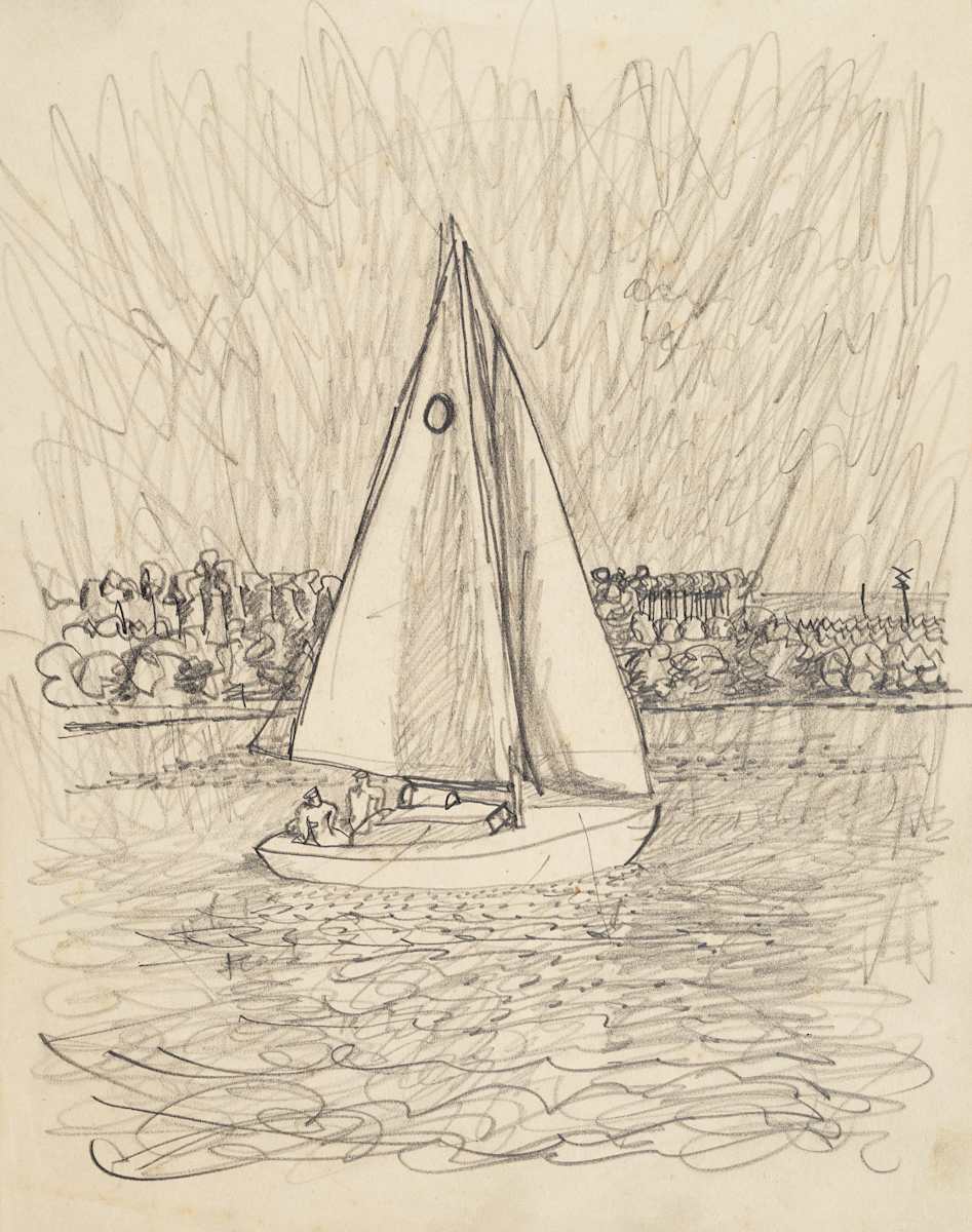 Untitled (Two men on Sailboat) by Michael Lester  Image: Recto