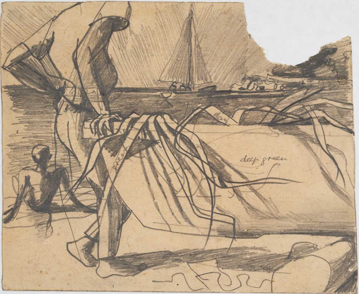 Untitled (Man Leaning Against Boat) by Michael Lester, Image 2.