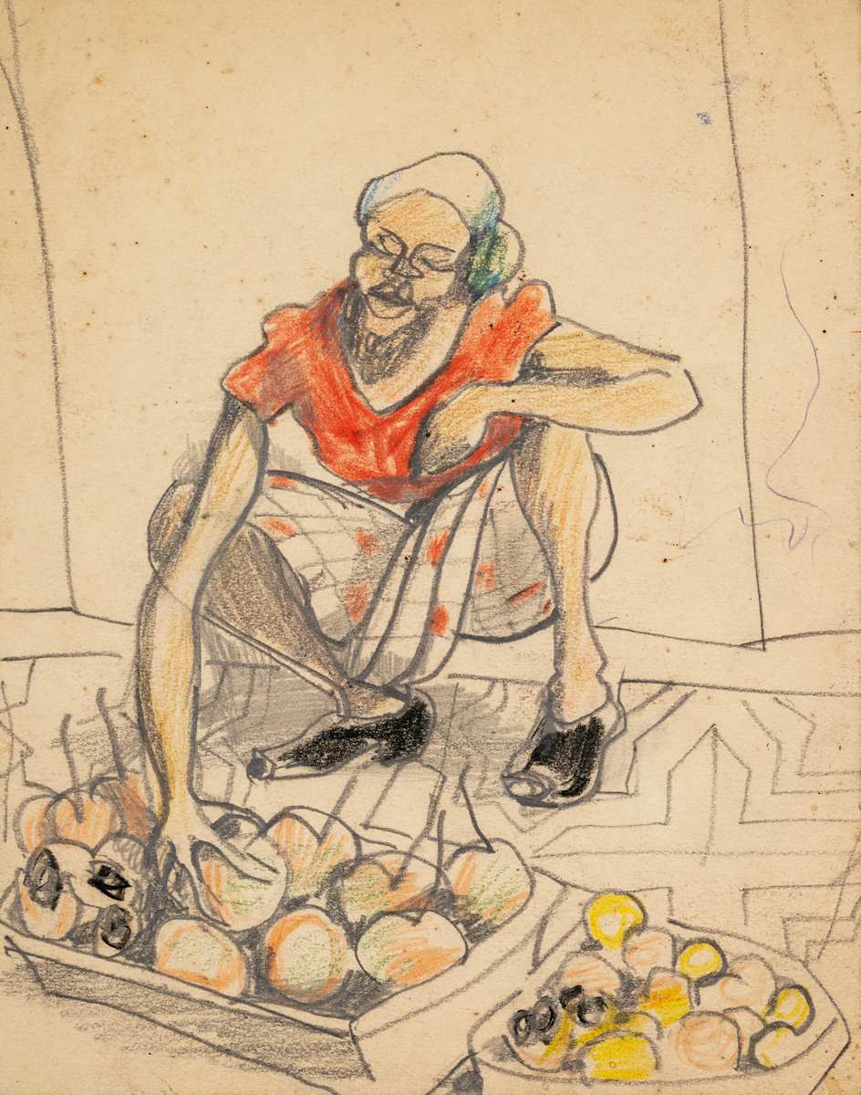 Untitled (Woman Crouching with Fruit) by Michael Lester  Image: Recto