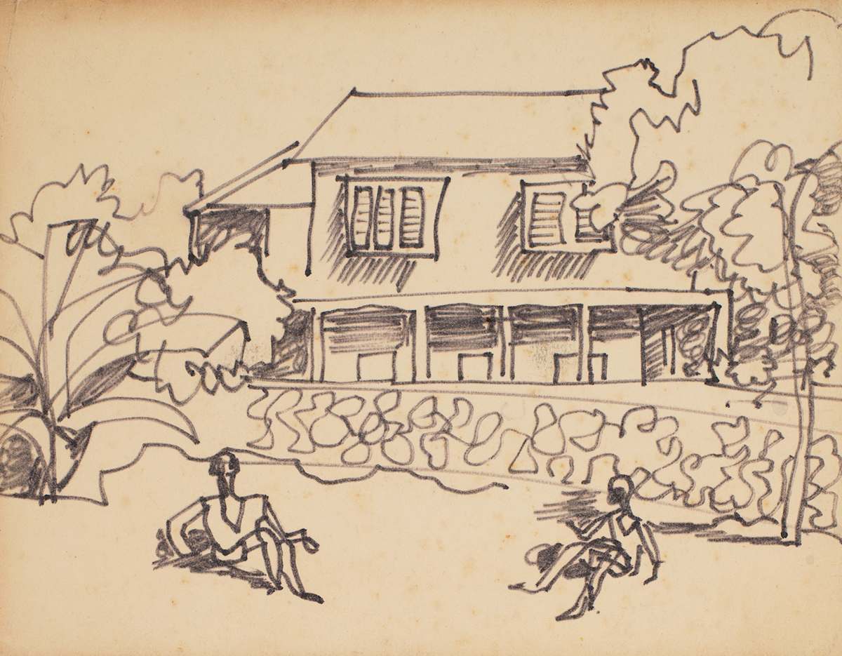 Untitled (Two Figures in Front of House) by Michael Lester  Image: Recto
