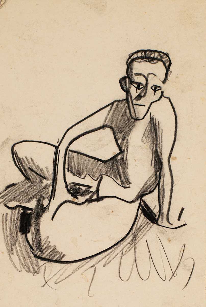 Untitled (Male Nude, Seated Figure) by Michael Lester  Image: Recto