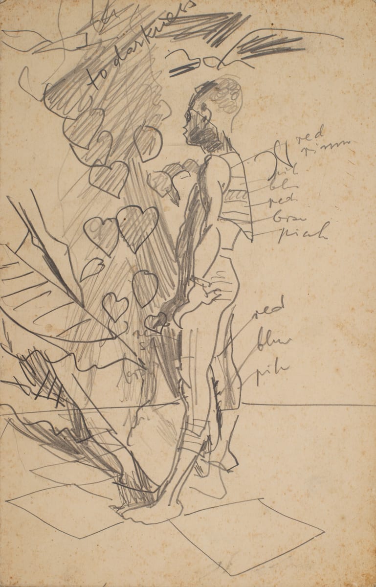Untitled (Standing Figure with Heart Leaves Study II) by Michael Lester  Image: Recto