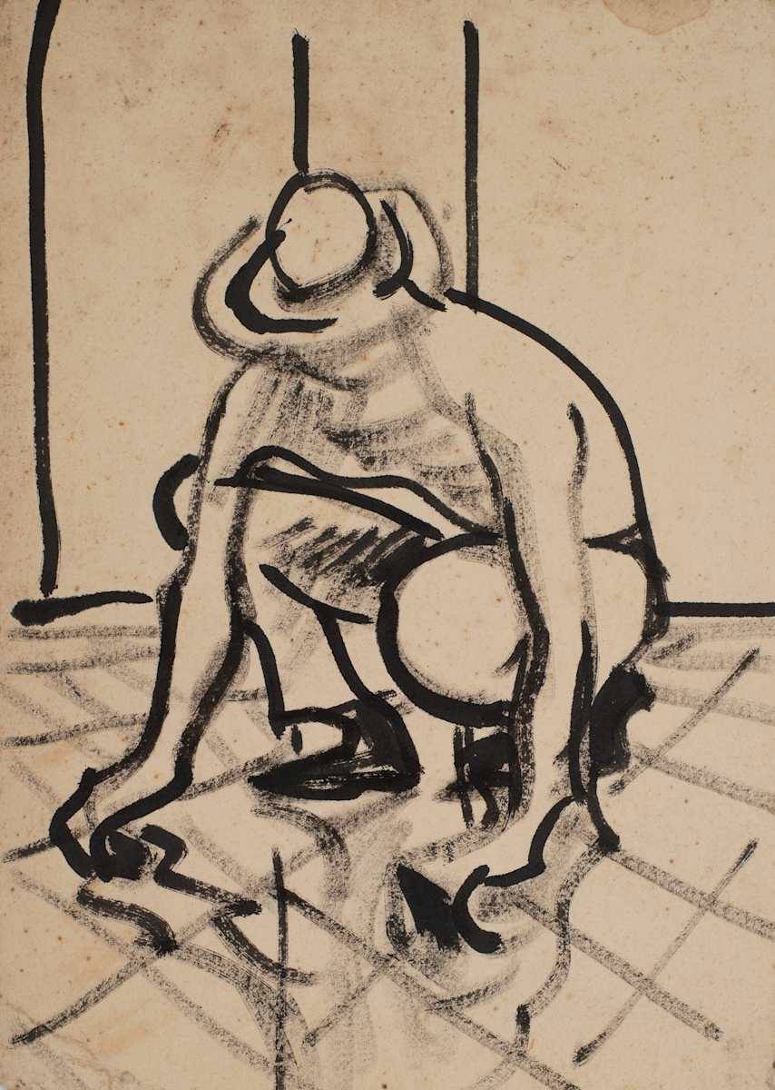 Untitled (Squatting Figure) by Michael Lester  Image: Recto