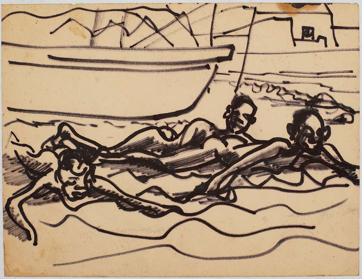 Untitled (Three Men on the Beach) by Michael Lester  Image: Recto