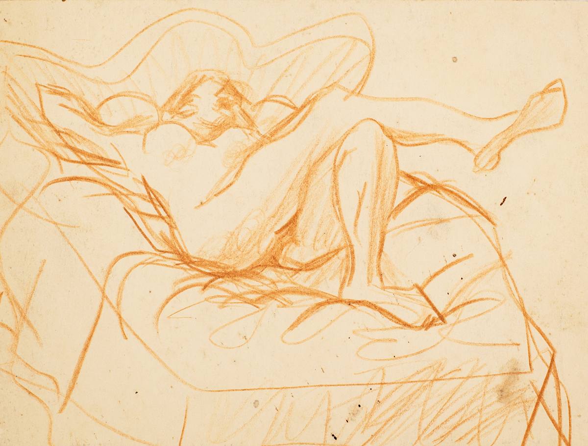 Untitled (Nude Lounging on Bed) by Michael Lester  Image: Recto