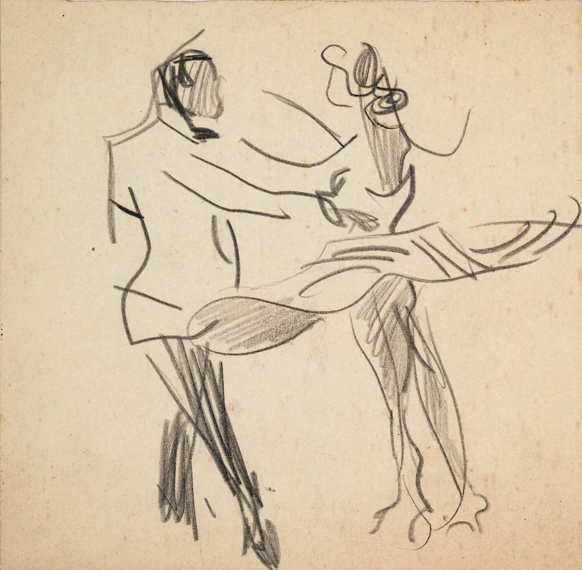 Untitled (Sketch of a Couple Dancing) by Michael Lester  Image: Recto