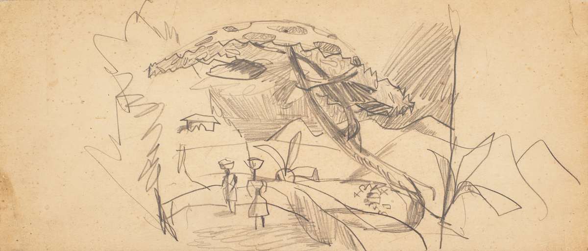 Untitled (Mushroom Top Canopy Tree Scene) by Michael Lester, Image 1.