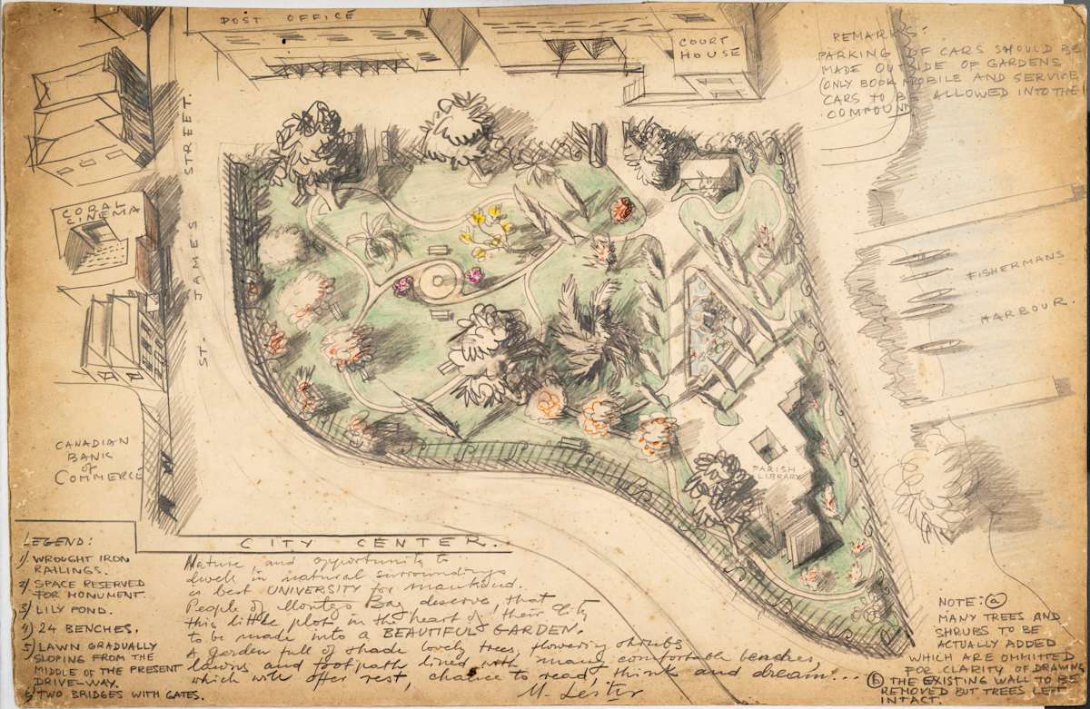 Untitled (Plans for Garden at City Center, Montego Bay) by Michael Lester  Image: Recto