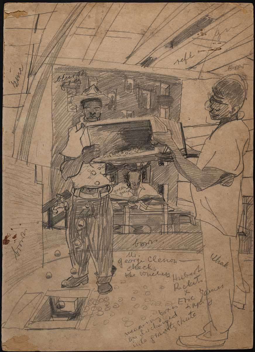 Untitled (Mr. George Clenon, Hubert Rickets, and Eric James at Work) by Michael Lester, Image 2.