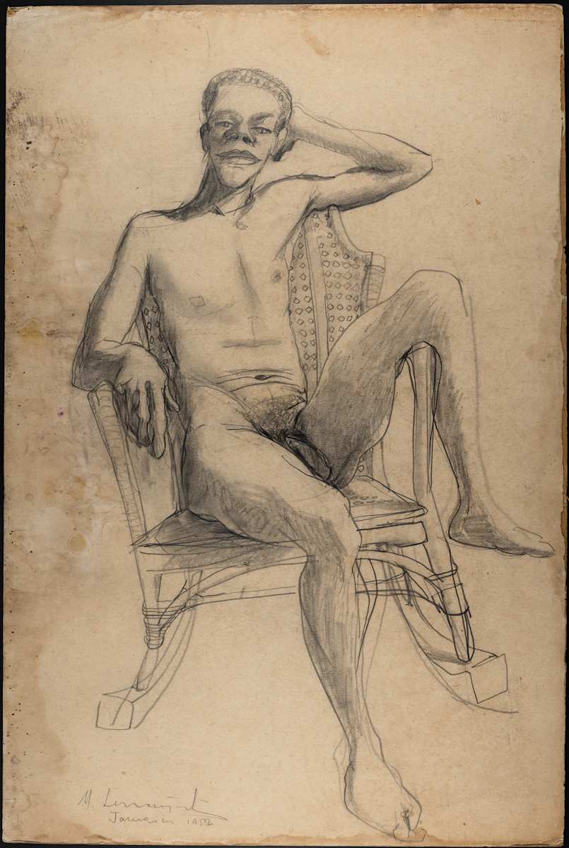Untitled (Sketch 21 - Nude Male on Rocking Chair) by Michael Lester, Image 2.