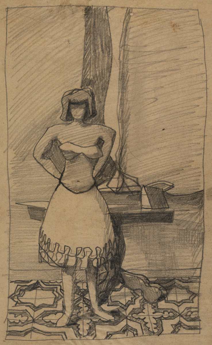 Untitled (Woman in Skirt Standing on Tiles) by Michael Lester, Image 1.