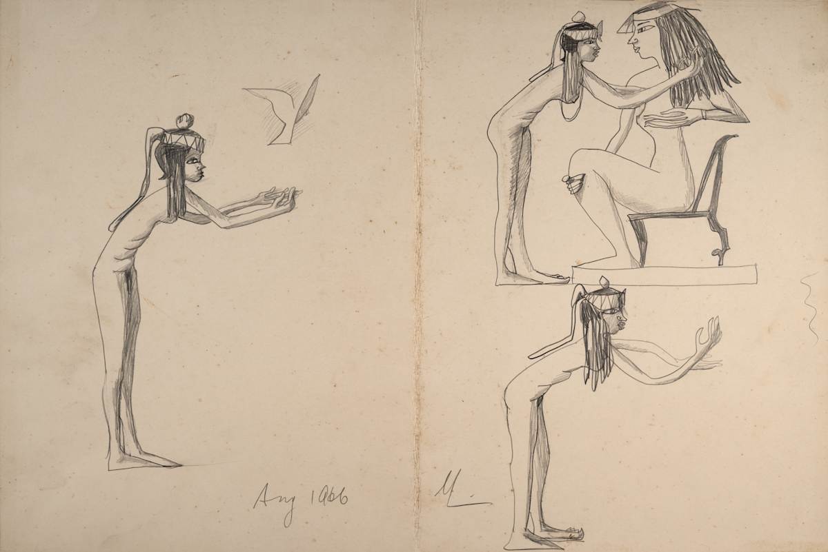 Untitled (Study of Egyptian Stylized Figures) by Michael Lester, Image 1.