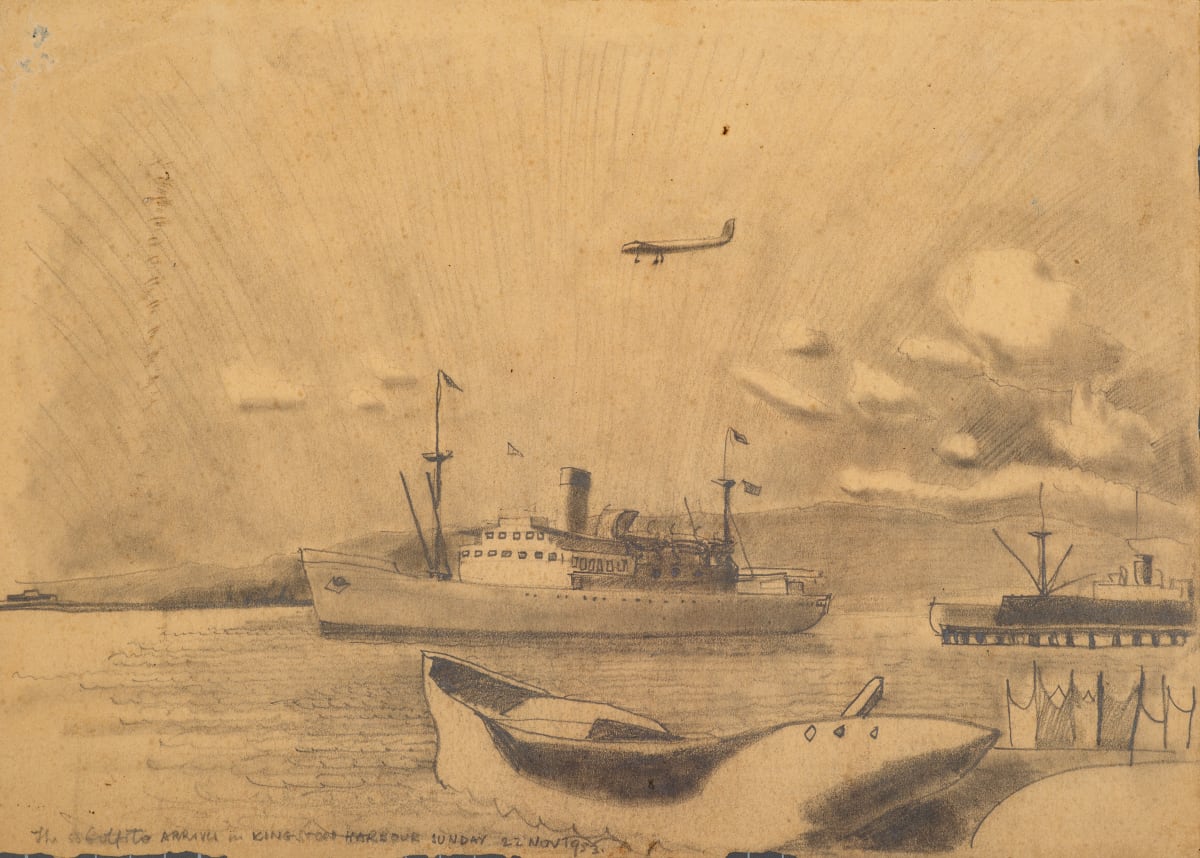 Untitled (S.S. Gulfito arrival at Kingston Harbor”) by Michael Lester  Image: Recto
