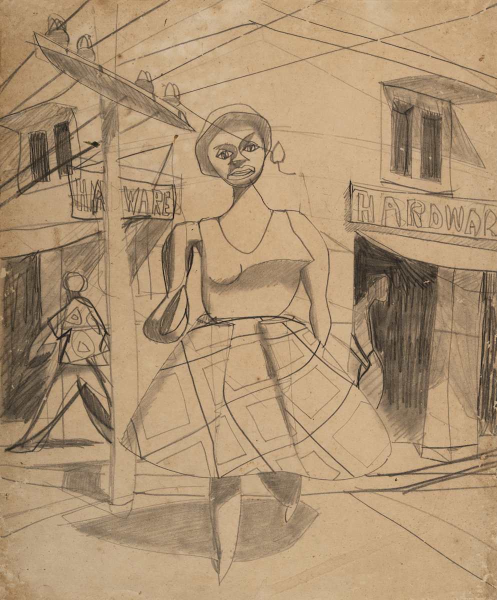 Untitled (Woman Walking by Hardware Store) by Michael Lester, Image 1.