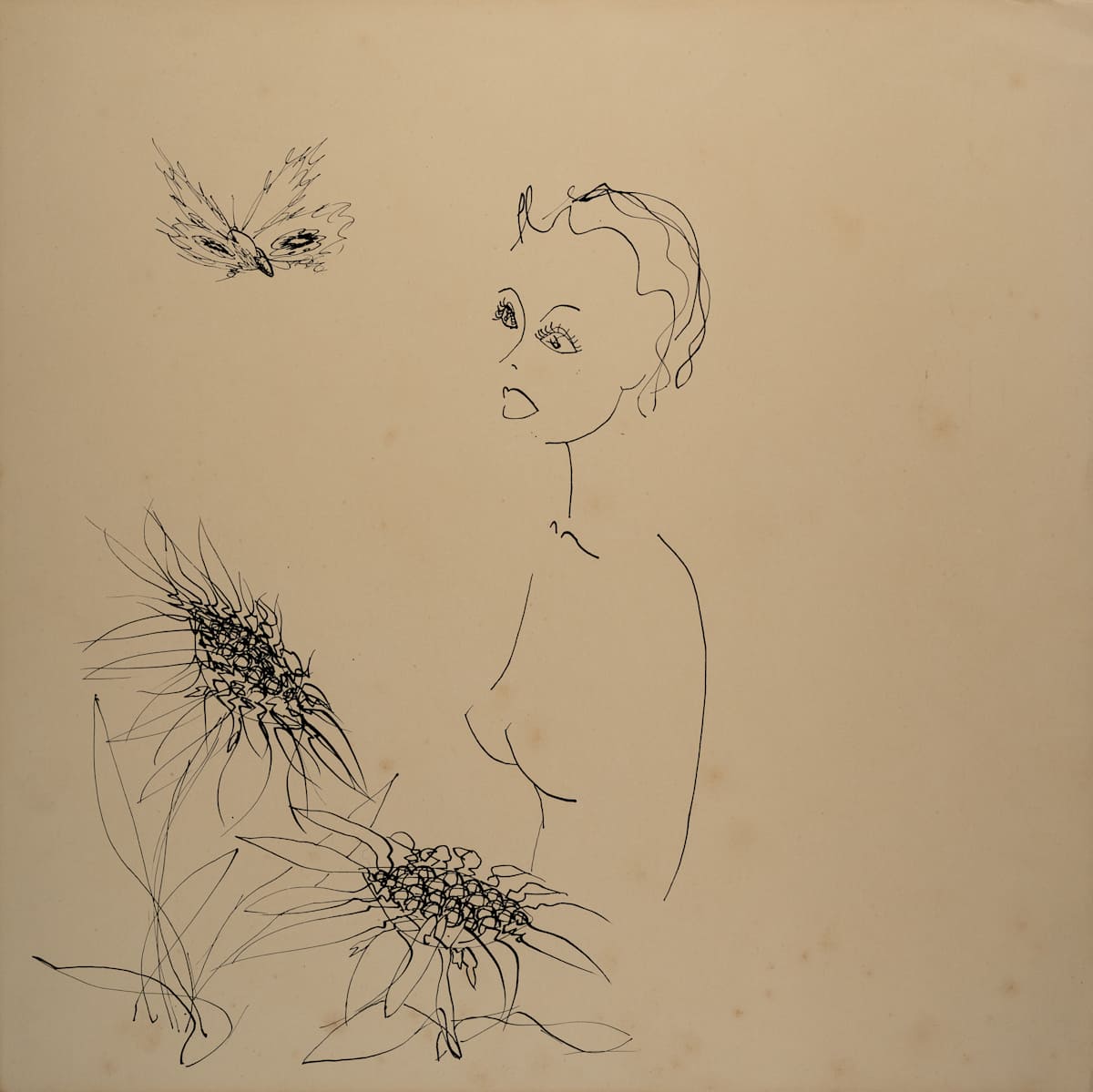 Untitled (Woman with Butterfly and Flowers) by Michael Lester, Image 2.