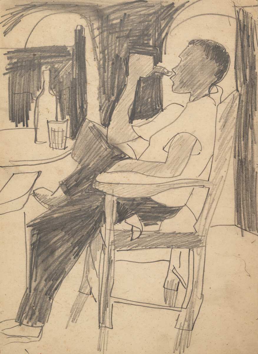 Untitled (Seated Man in Profile) by Michael Lester  Image: Recto