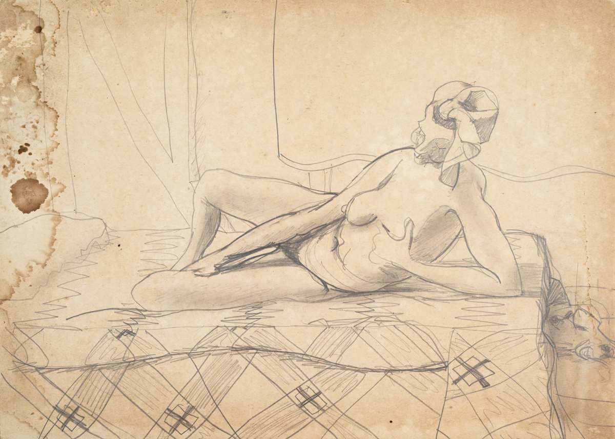 Untitled (Reclining Nude on Bed) by Michael Lester  Image: Recto