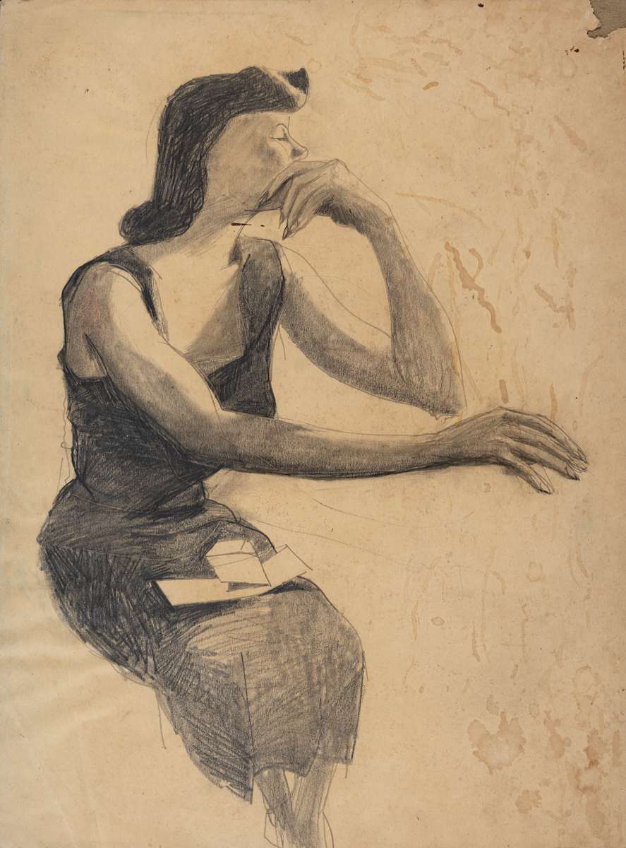 Untitled (Contemplating Woman in Profile) by Michael Lester, Image 1.