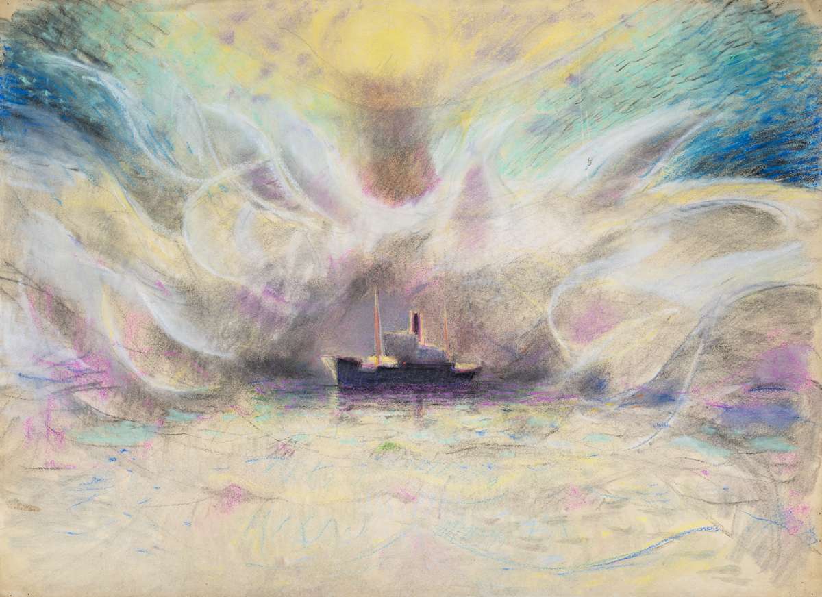 Untitled (Ship, Pink Sea and Sky) by Michael Lester, Image 2.