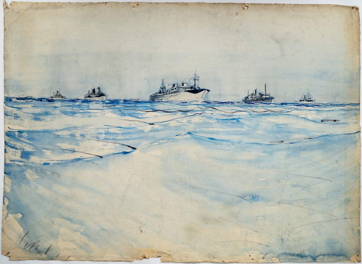 Untitled (Four Boats on the Horizon/Boat Chase) by Michael Lester, Image 1.