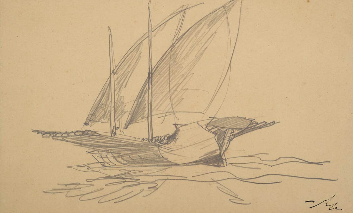 Untitled (Sailing Ship with Oars) by Michael Lester  Image: Recto
