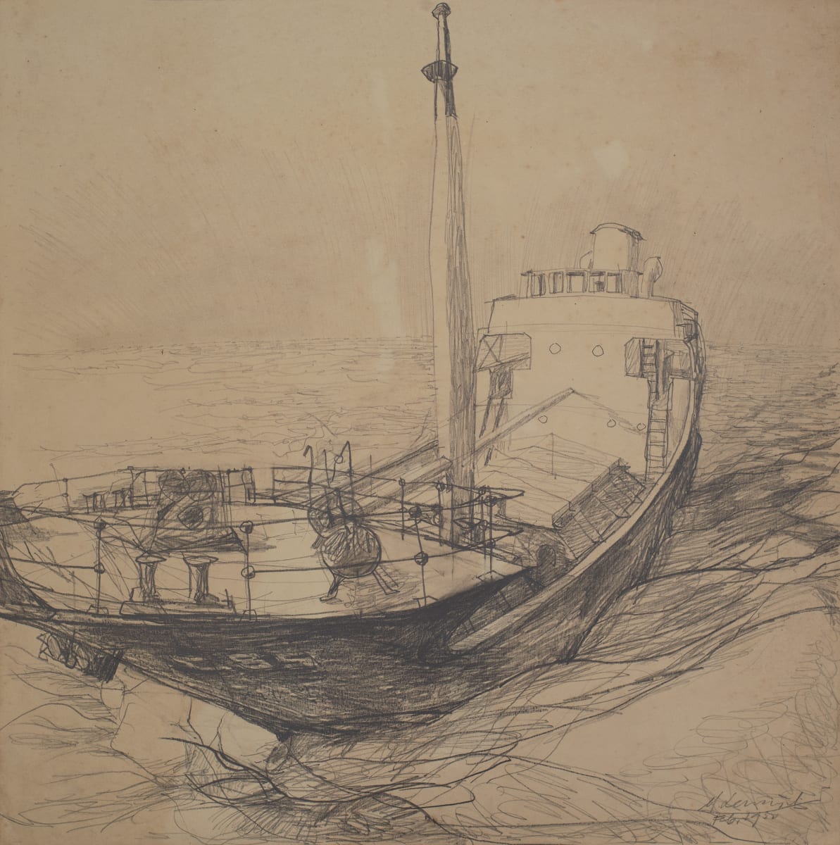 Untitled (Bow of Ship) by Michael Lester  Image: RECTO 
Untitled (Bow of Ship)
Michael Lester (Michał Antoni Leszczyński, Polish; b. 1906, Dolina, present day Ukraine - d.1972, Montego Bay, Jamaica)

