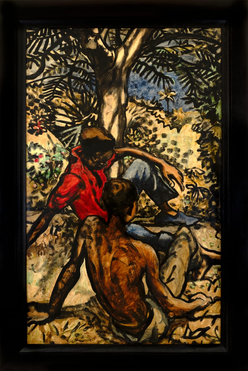 Pimento Pickers at Rest, (Alternate Title, "Boy in Red Shirt") by Michael Lester  Image: Recto