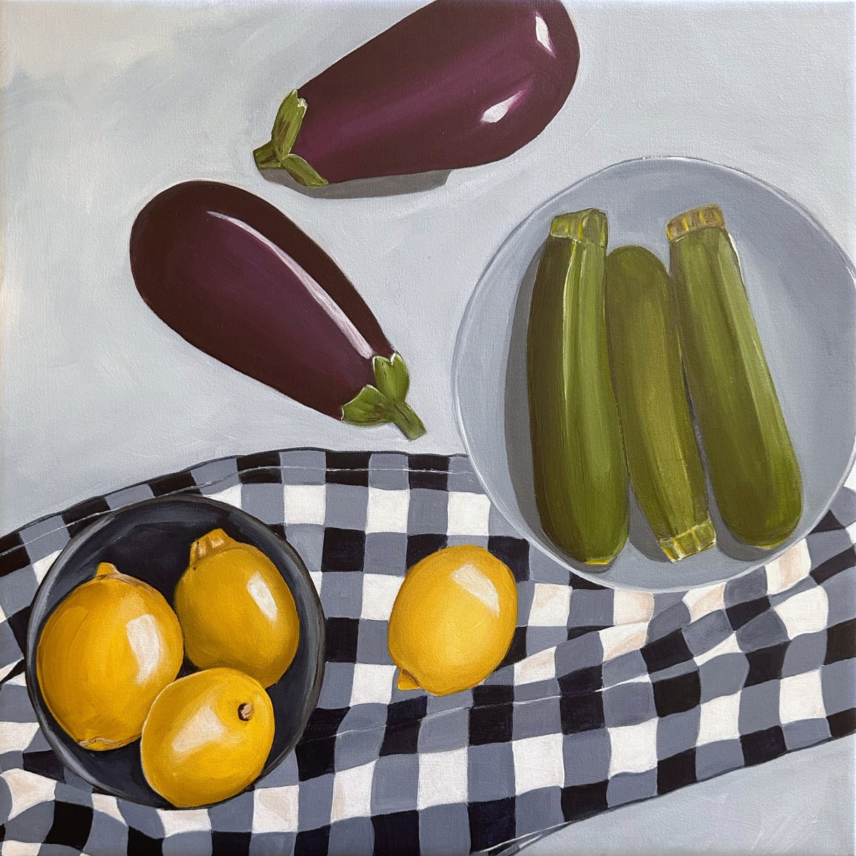 Eggplant On Table #3 | Framed by amanda rubenstein 
