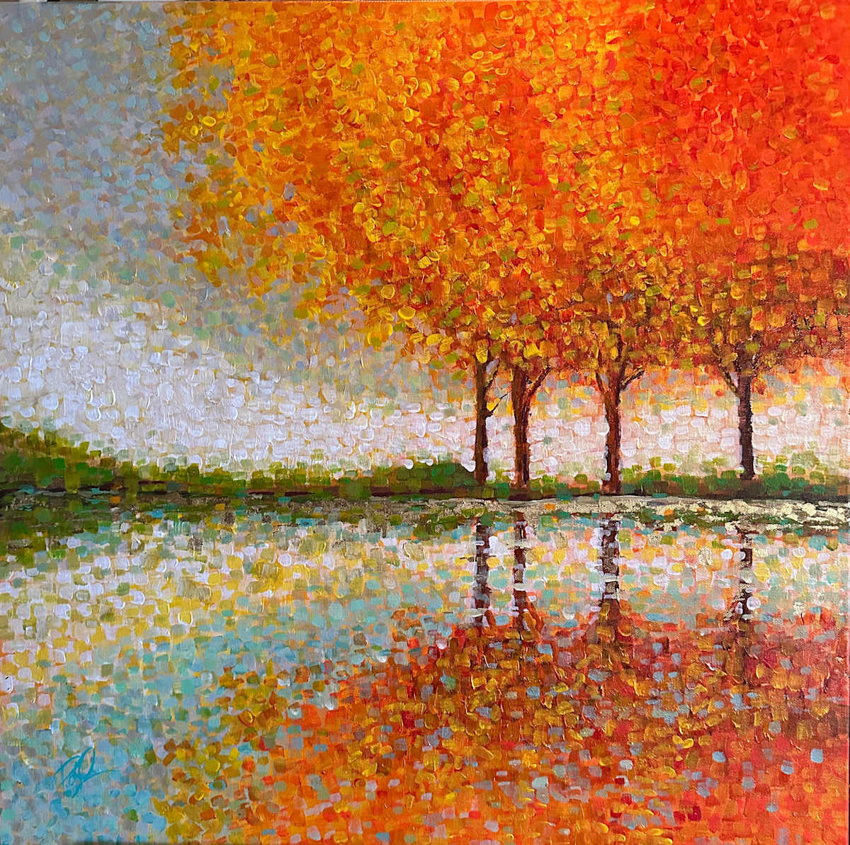 Flames Over Shimmering Waters by Phyllis Mantik deQuevedo, Image 1.