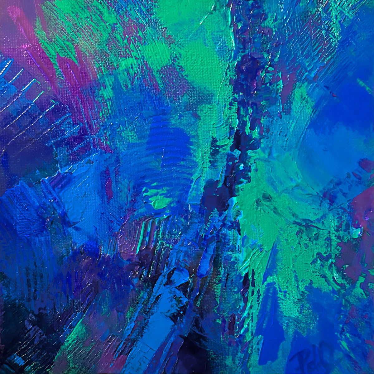 Deep Blue Sea III by Phyllis Mantik deQuevedo  Image: 10 x 10 - Acrylic on Canvas Board