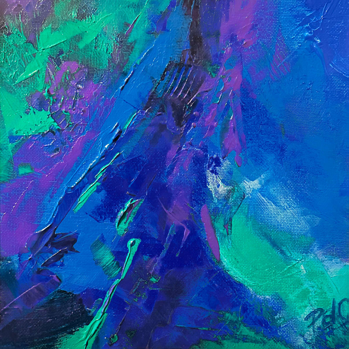 Deep Blue Sea II by Phyllis Mantik deQuevedo  Image: 10 x 10 - Acrylic on Canvas Board