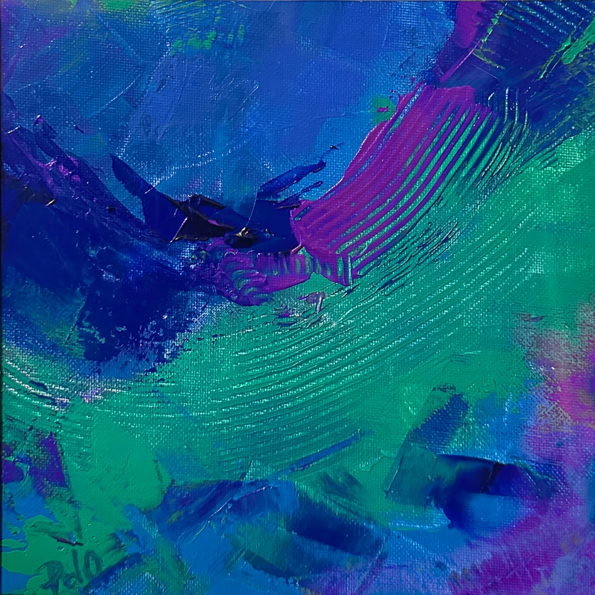 Deep Blue Sea I by Phyllis Mantik deQuevedo  Image: 10 x 10 - Acrylic on Canvas Board