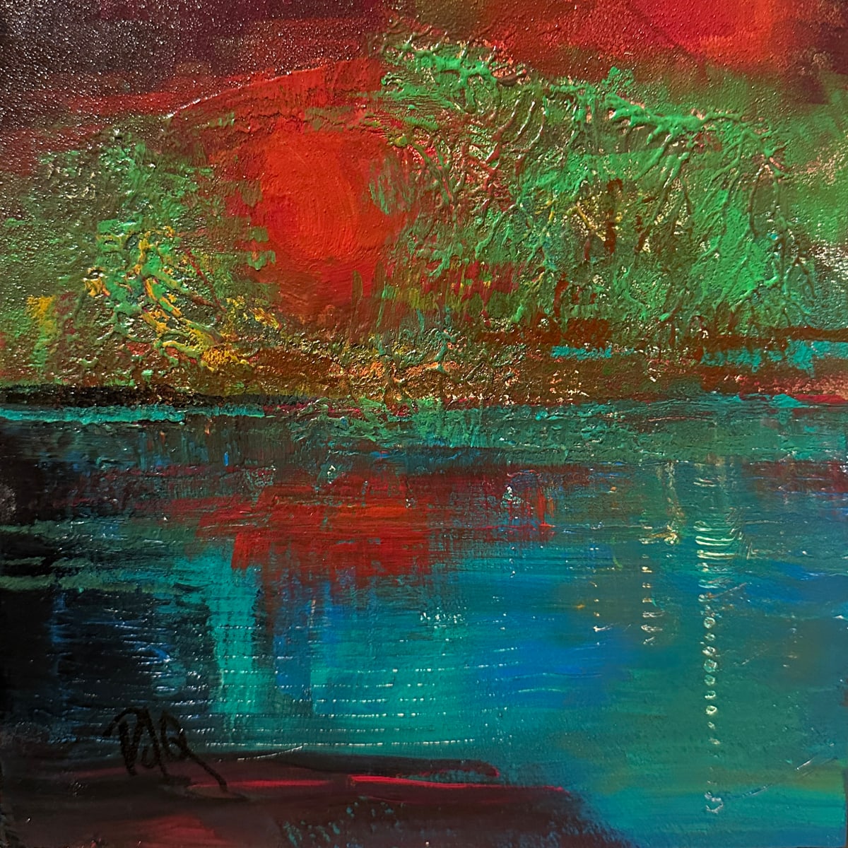 Last Rays by Phyllis Mantik deQuevedo  Image: 8 x 8 - Acrylic on Board