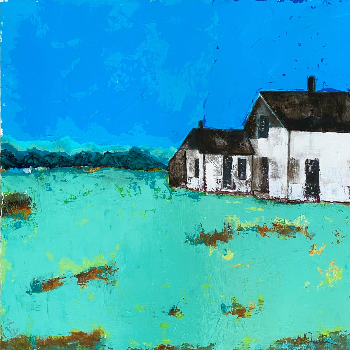 Abandoned Farmhouse by Heather Duris  Image: Weathered old farmhouse sits in a brightly colored landscape.