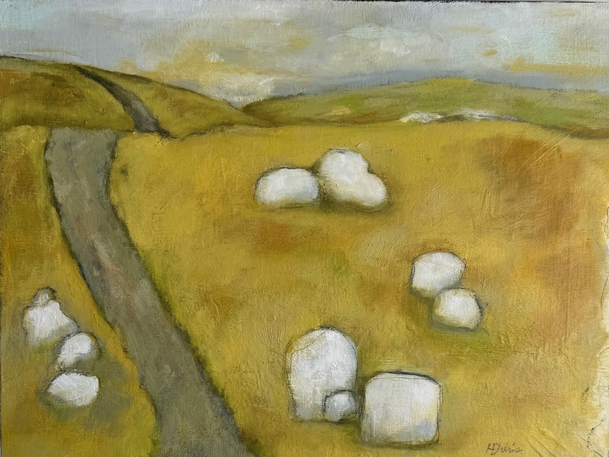 The Old Road by Heather Duris  Image: Landscape of gently rolling hills, an old road, and Kansas limestone.