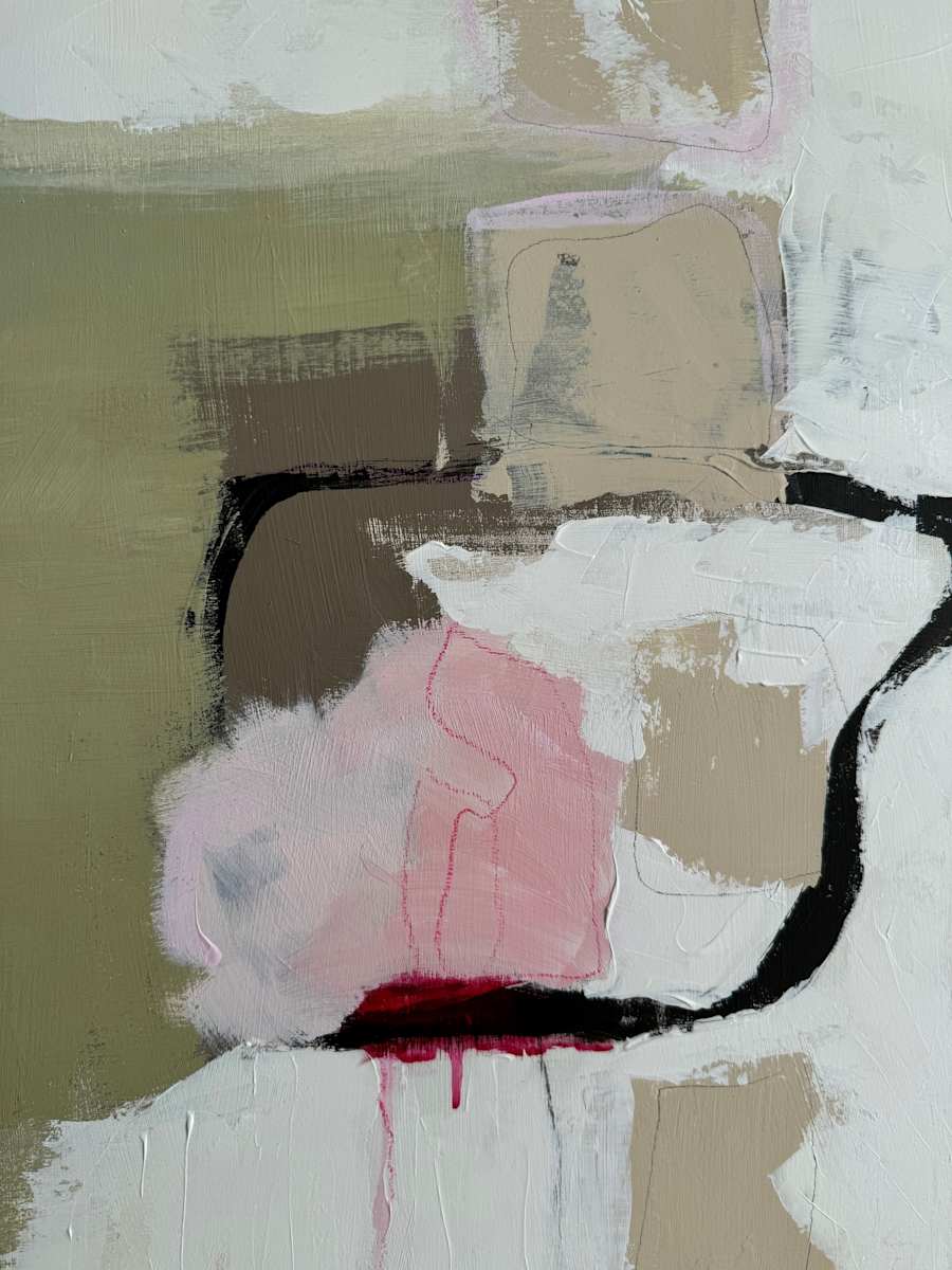 Walk In the Park  (Abstract) by Heather Duris  Image: Detail of texture, drips and graphite lines
