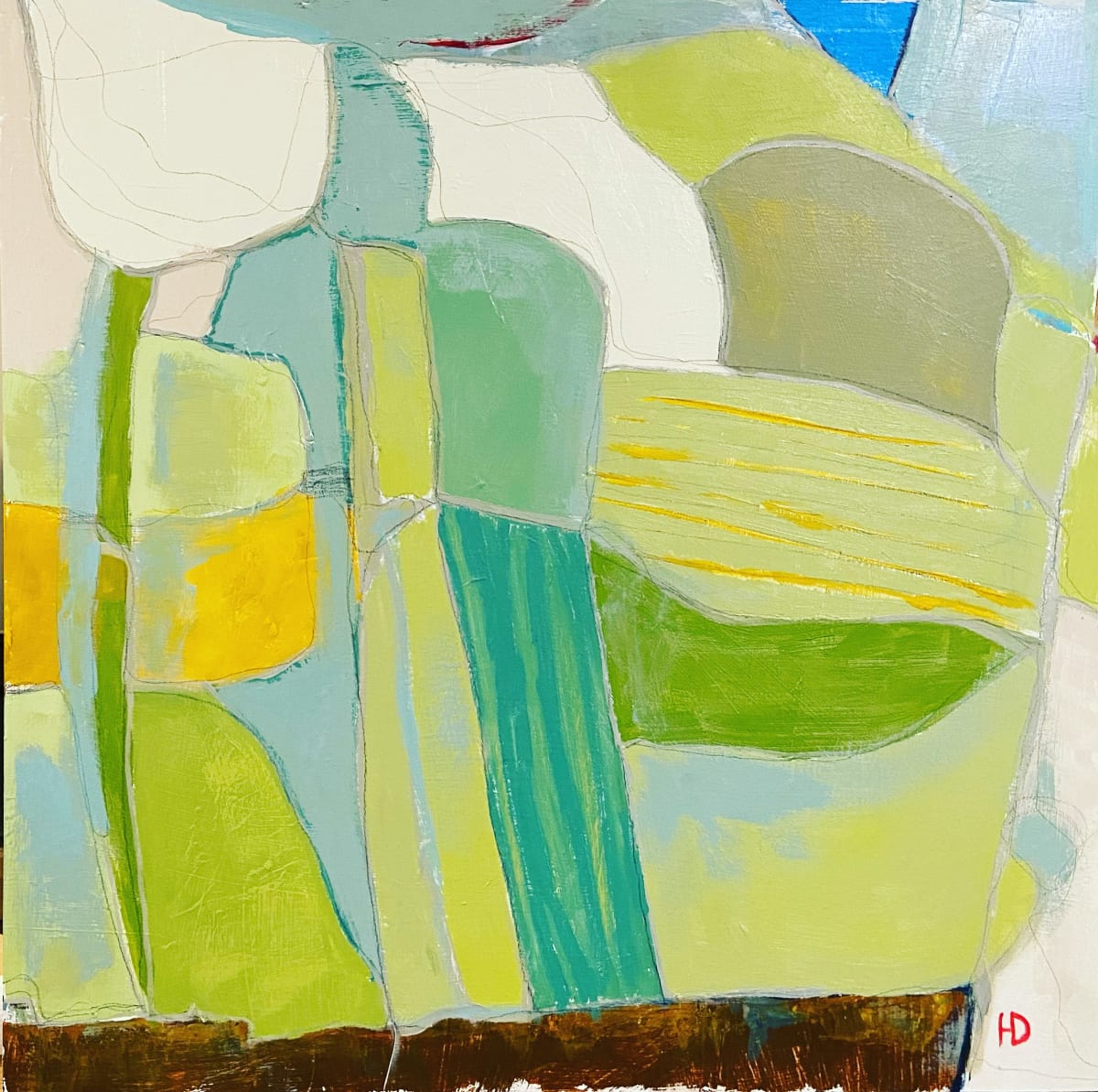 We Traveled East, Then South, Then East Again/Kansas Fields in Summer by Heather Duris  Image: Abstract landscape acrylic painting on wood panel