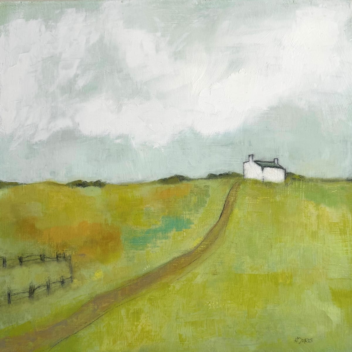 White Farmhouse by Heather Duris  Image: Country scene of rolling hills and quaint white farmhouse