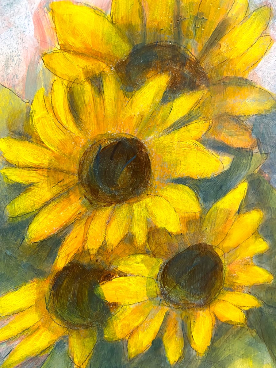 Sunflowers In Vase by Heather Duris  Image: Close up view of Sunflowers
