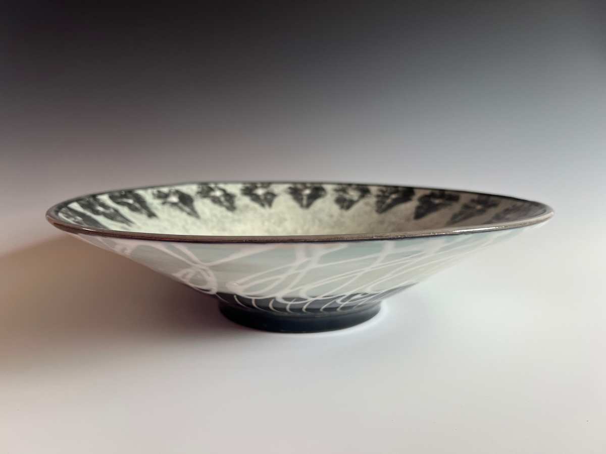 Bowl with ivy leaf design #2 in Sage Green by Kristin Bernhardt Conrad 