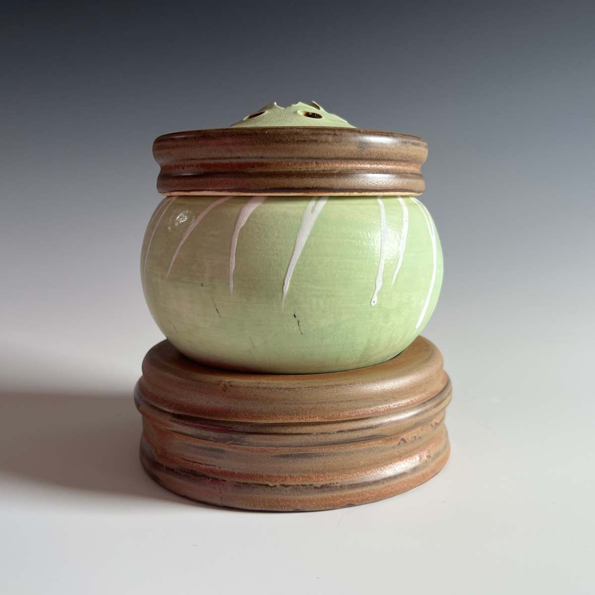 Incense burner #2 in Spring Green matte by Kristin Bernhardt Conrad 