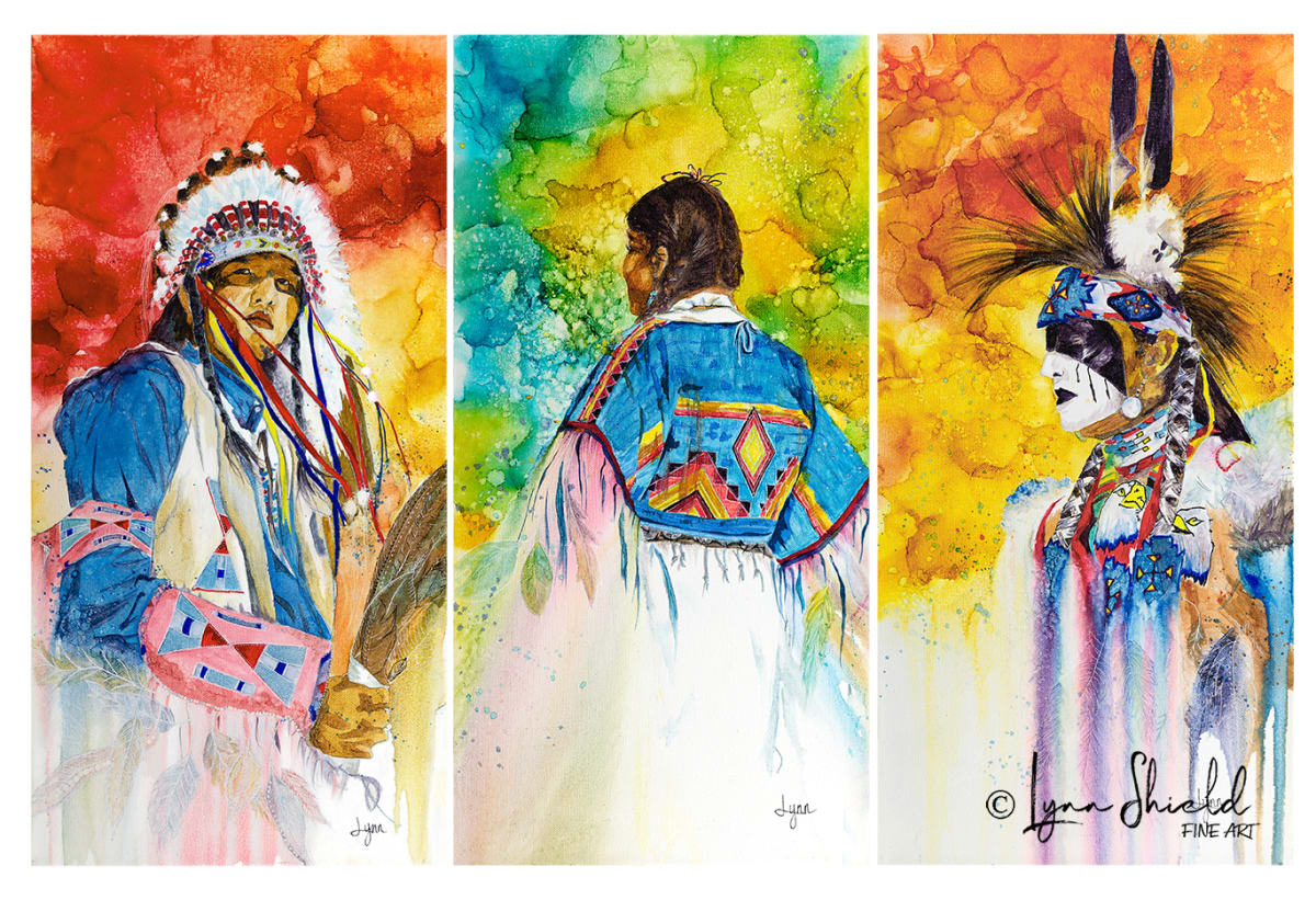 Native Spirit (set of 3) by Lynn Shield  Image: Set of three - "Native Spirit"; The Proud, The Strong, The Brave.  Original sold, PRINTS AVAILABLE (individual or set of three) 