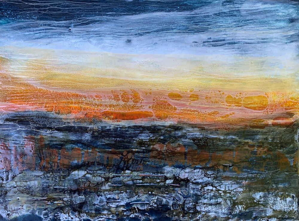 Fire Sunset by Laura Drew Art 