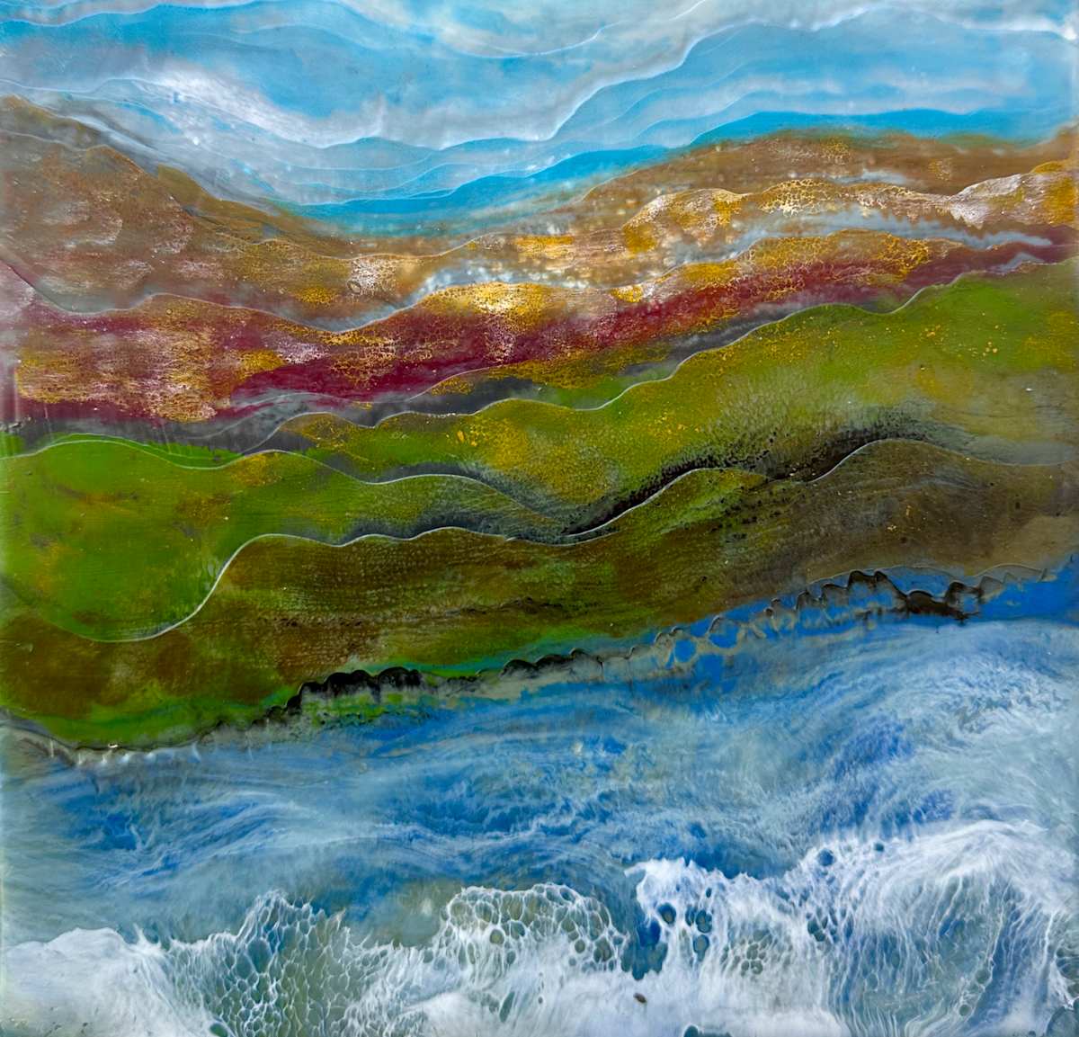 Lake and Hills by Laura Drew Art 